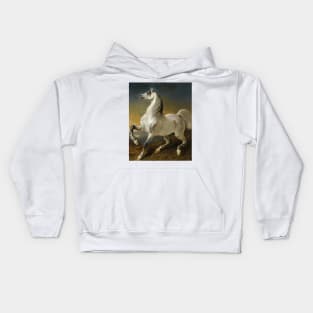 Gray Stallion Frightened By The Storm by Alfred de Dreux Kids Hoodie